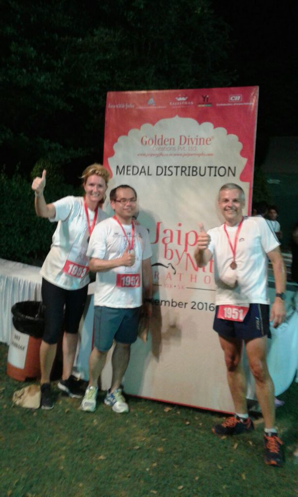 Happy finisher of Jaipur by nite marathon: Natasja, Mar & Markus