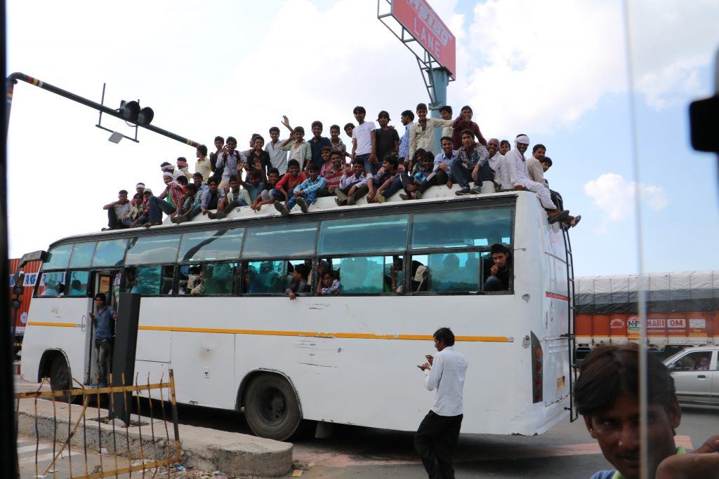 India traffic - Public busses